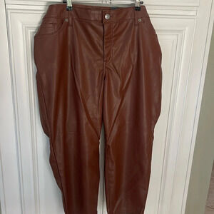 Torrid  Plus Size 24S Dress Pants Skinny Pants Root Beer Brown Faux Leather